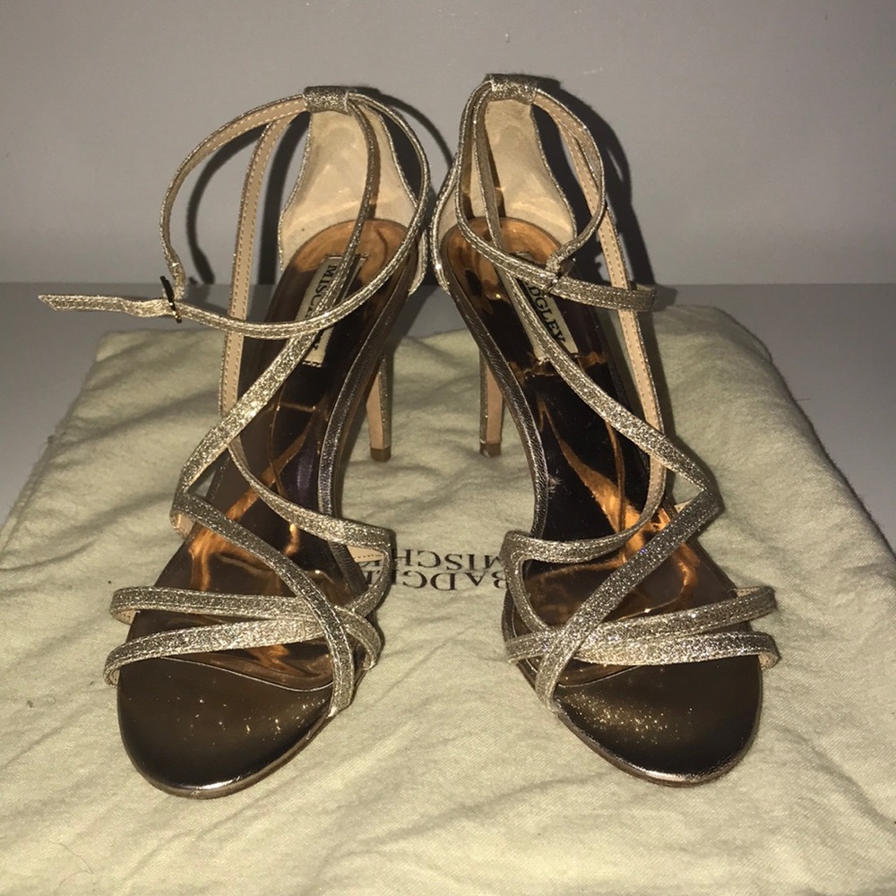 Badgley Mischka Strappy Rose Gold Sandals